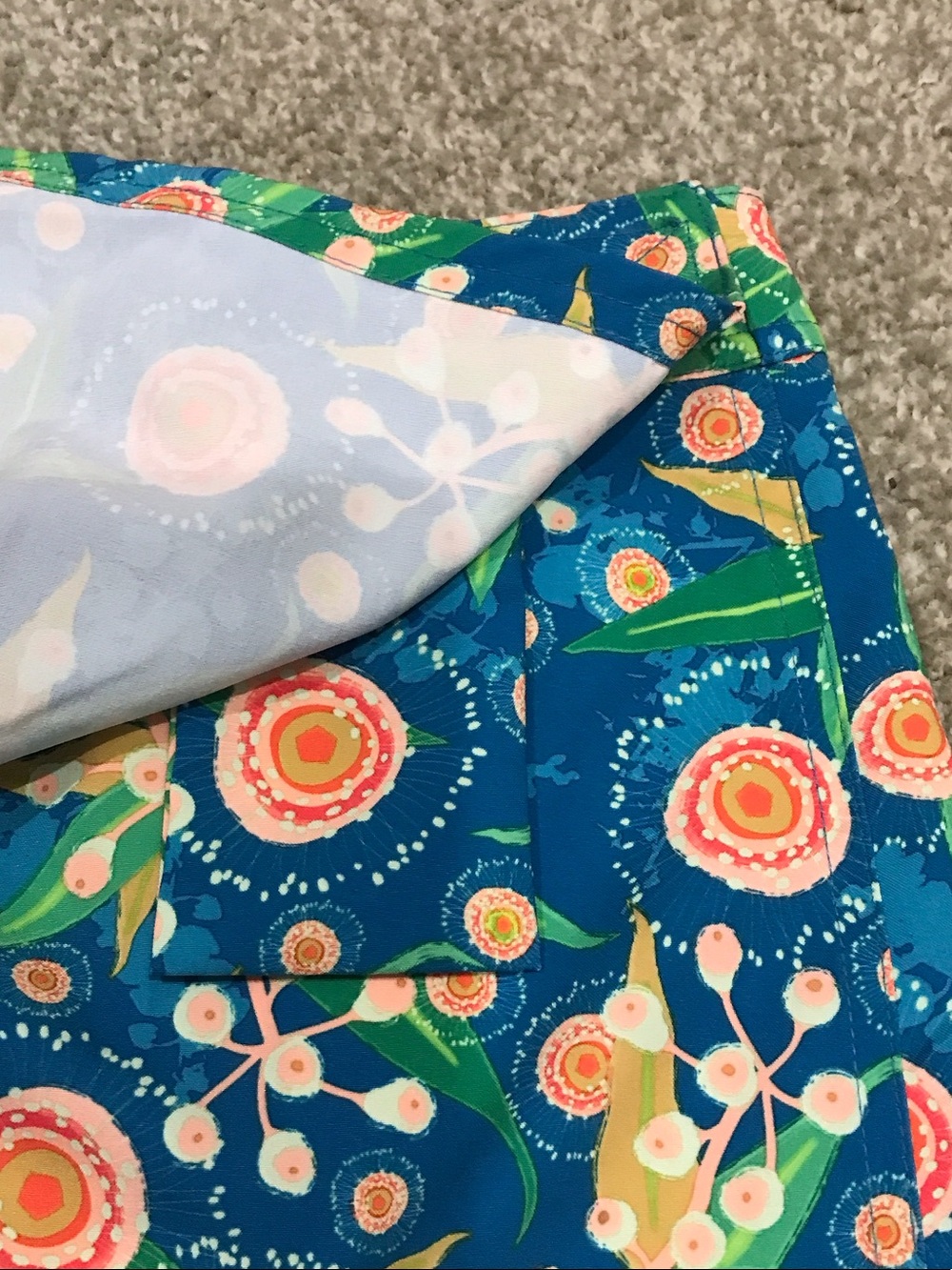 Ripskirt Hawaii Blue Floral A-Line Skirt with Green and Pink Accents - Picture 5 of 5